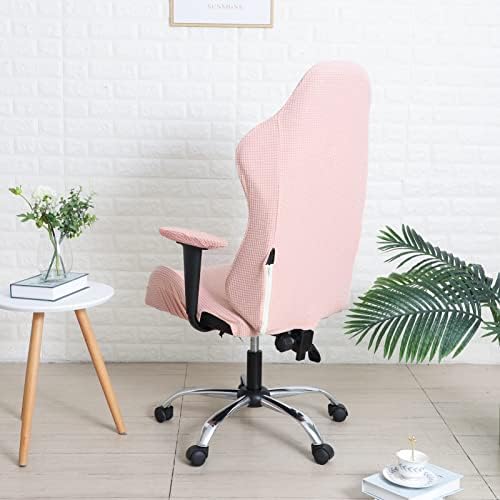 Gaming Chair Cover Set Pink for Adults Video Game Chair Water Repellent Jacquard Racing Computer Chair Slipcover with 2 Pieces Armrest Covers