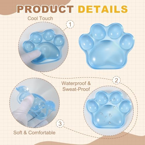PATIKIL Gel Wrist Rest, Wrist Support for Mouse Dog Paw Shape Ergonomic Mouse Pad Soft Silicone Support Comfortable Cushion for Computer Gaming Office Home, Bright Blue