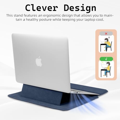15-16 Inch Laptop Sleeve Case with Stand Feature, Matte PU Leather