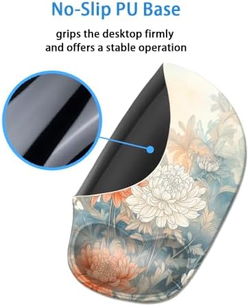 Ergonomic Mouse Pad with Wrist Rest,Comfortable Computer Gel Mouse Pad Wrist Support for Laptop,Pain Relief Mousepad with Non-Slip PU Base Aesthetic Flower