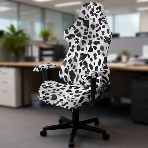 Cow Print Stretch Gaming Chair Cover with Armrest Covers Non Slip Anti Scratch Gaming Chair Slipcover