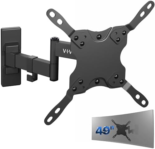 VIVO Full Motion Ultrawide Monitor Wall Mount, Fits Ultra-Wide Screens up to 49 inches and 44 lbs, Wide VESA Range with Tilt and Swivel, Black, MOUNT-VW06