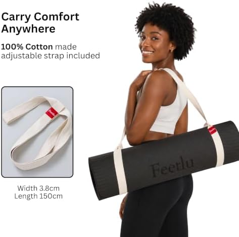 Extra Thick 12mm Exercise Mat, 74" x 26", Non-Slip with a Yoga Strap