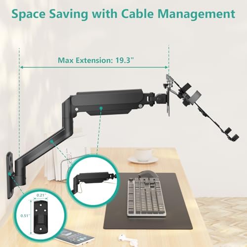 WALI Laptop Wall Mount for 17" Notebook and Up to 32" Screen