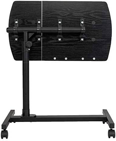 TV Tray Bed Side Table, Portable Rolling Desk Hospital Bed Laptop Table, Small Standing Desk with Wheels Adjustable Height for Sofa, Bedside, Tablet Use, Secure Non Tilt, 23.2" W, Black