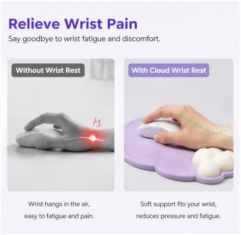 2 in1 Cloud Wrist Rest for Keyboard and Mouse Pad Set-Memory Foam,Purple