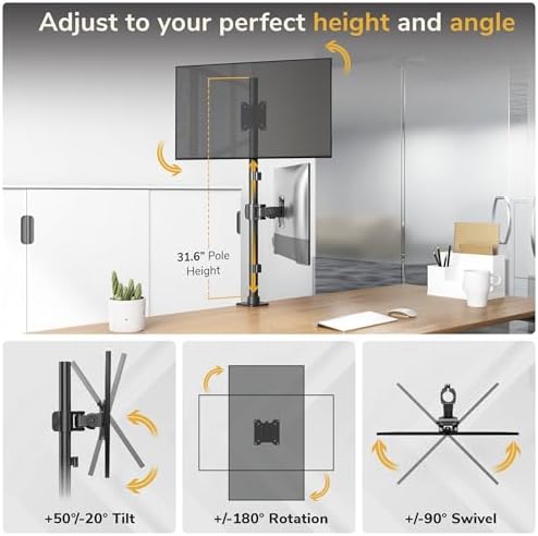 Mount-It! Dual Ultrawide Monitor Mount, Vertical Stacking Heavy Duty Desk Stand for 17-49" Screens up to 44 lbs, VESA 75x75 100x100, Tilt Swivel Rotate, Portrait and Landscape