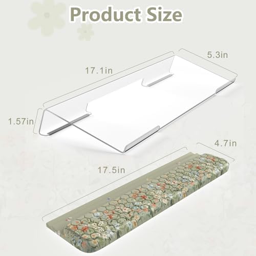 HAOCOO Computer Keyboard Stand, Wrist Rest with 3-Level Height Adjustment, Acrylic Keyboard Holder for Comfortable Typing, Tilted Keyboard Rest, Desk Wrist Pad for Office, Home