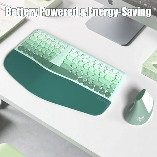 Wireless Keyboard and Mouse Combo, Ergonomic Design with Wrist Rest
