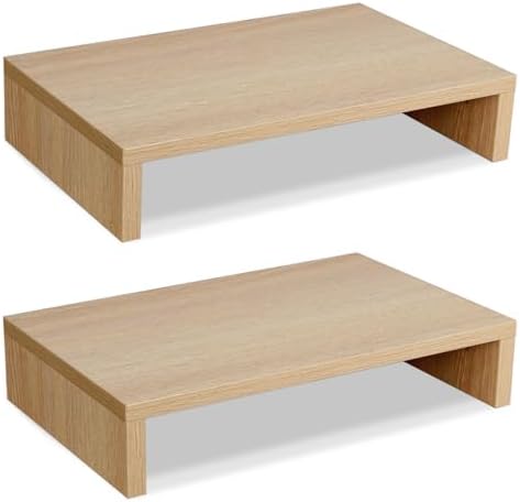 TEAMIX Wood Monitor Stand Riser-2 Packs, Maple