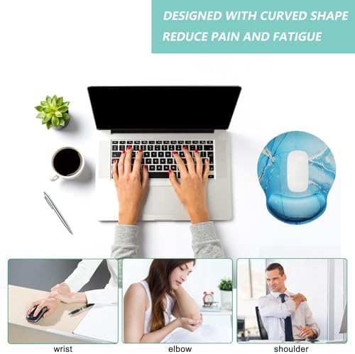 Mouse Pad with Wrist Support, Ergonomic Mouse Pad with Memory Foam Wrist Rest Cushion, Non-Slip Rubber Base Gaming Mice Pad for Home Office Computer Laptop, Green Marble