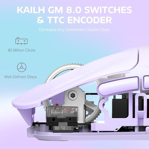 ATTACK SHARK X3 Lightweight Wireless Gaming Mouse with Tri-Mode 2.4G/USB-C Wired/Bluetooth,Up to 26K DPI, PAW3395 Optical Sensor,Kailh GM8.0 Switch,5 programmable Buttons for PC/Win/Mac(Purple)