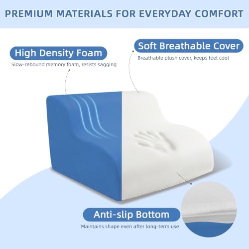 Foot Rest for Under Desk at Work,2-Tier Footrest with Handle Blue