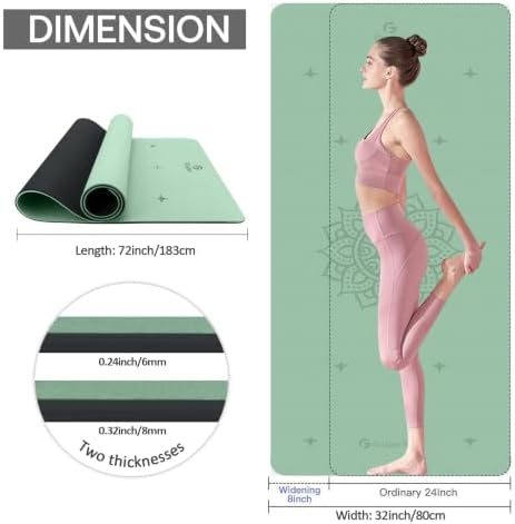 Gruper Yoga Mat Non Slip, TPE Extra Wide Yoga Mat with Alignment Mark