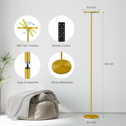 SUNMORY Floor Lamps for Living Room，LED Standing Lamp with Remote Control