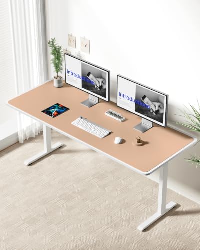 YSAGi Leather Desk Pad Protector, Office Desk Mat, Large Mouse Pad, Non-Slip PU Leather Desk Blotter, Laptop Desk Pad, Waterproof Desk Writing Pad for Office and Home (Latte,55" x 24")