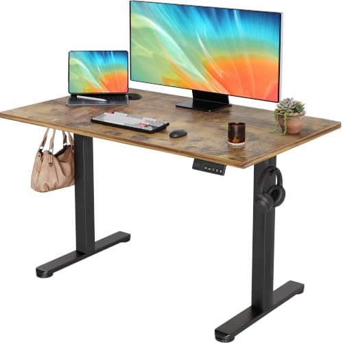 YDN 48 x 24 Inch Rustic Brown Electric Standing Desk