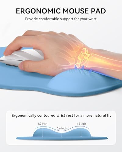 Mouse Pad with Wrist Rest for Desktop Large Ergonomic Mouse Mat(Denim Blue)