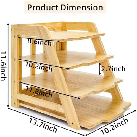 ZAVOOS 4 Tier Wood Paper Organizer for Desk