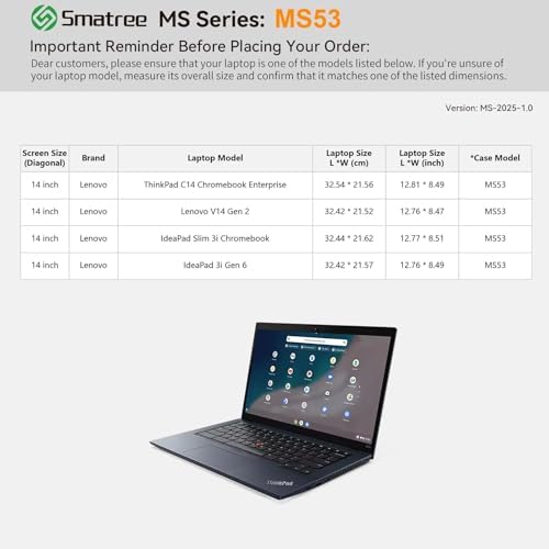Smatree MS53 Hard EVA Protective Case with Stand for 14" Lenovo V14 Gen 2