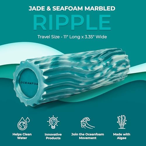Oceanfoam Ripple Small Foam Roller for Exercise (Jade & Seafoam Marbled)