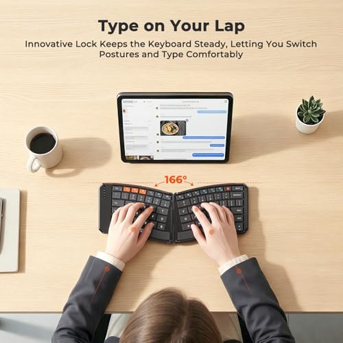 MEETION Foldable Keyboard and Mouse, Portable Bluetooth Combo
