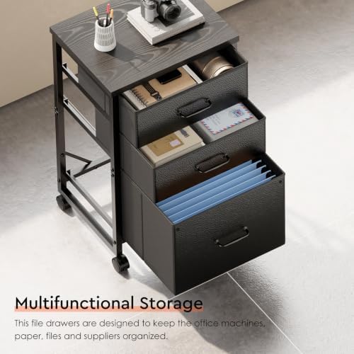 Maihail 3 Drawer File Cabinet on Wheels Fits A4 Size for Home Office