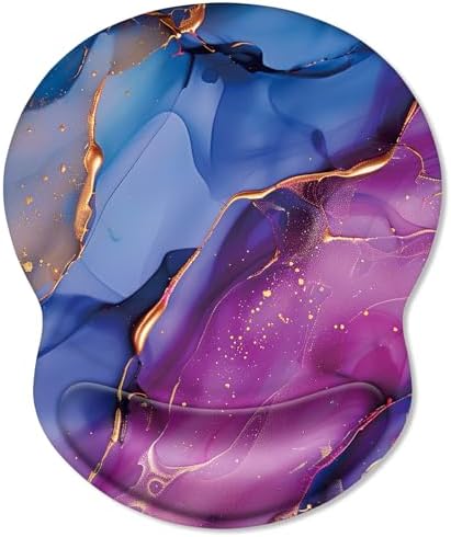 ITNRSIIET Ergonomic Mouse Pad with Comfort Gel Wrist Rest, Non-Slip PU Base, Smooth Textured Surface, Reduces Hand Fatigue & Wrist Pain, 8.7 x 7.2 Inch for Office Gaming Home, LiquidGold