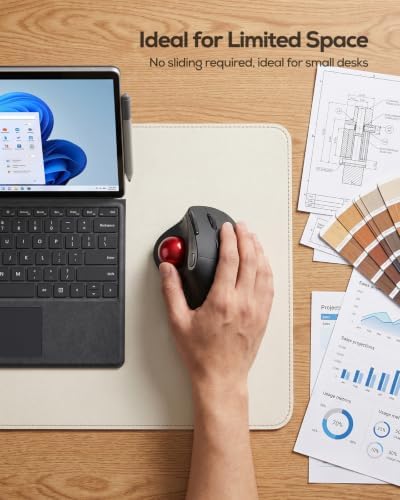Nulea M506 Wireless Trackball Mouse, 54° Vertical Ergonomic Thumb Control