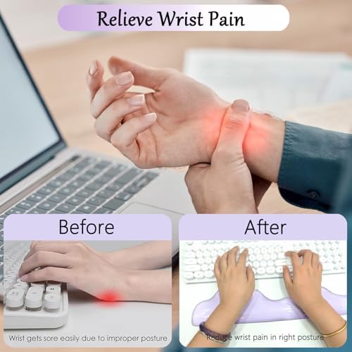 Gel Mountain Wrist Rest for Keyboard and Mouse Abstract Clear Purple Keyboard Wrist Rest Transparent Ergonomic Cute Minimalist Mouse Wrist Pad Cool Silicone Non-Slip Support for Computer Office Decor