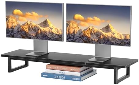 Simple Trending 38" Dual Monitor Stand Riser, Desk Organizer, Black