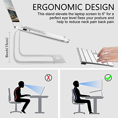 Urmust Laptop Stand for Desk, Silver, Up to 15.6" Laptop
