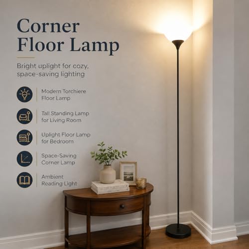 PESRAE Floor Lamp, Remote Control, Stepless Brightness & Color Temperature