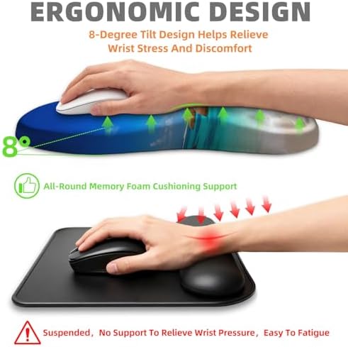 Ergonomic Mouse Pad Wrist Support for Carpal Tunnel Pain Relief