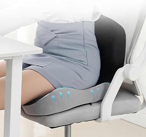 Orthopedic Seat Cushion, L-Shaped Memory Foam Back and Seat Cushion with Lumbar Support, Ergonomic Non-Slip Car Seat Cushion for Office Chair, Car, Wheelchair, Tailbone Pain Relief (D Type)
