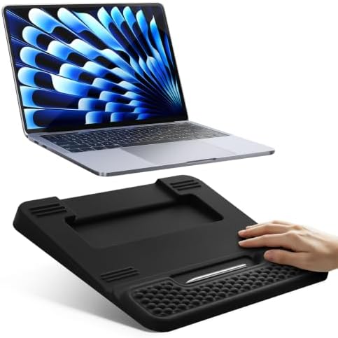 Vaydeer Laptop Stand with Wrist Support and Storage, Memory Foam Wrist Rest