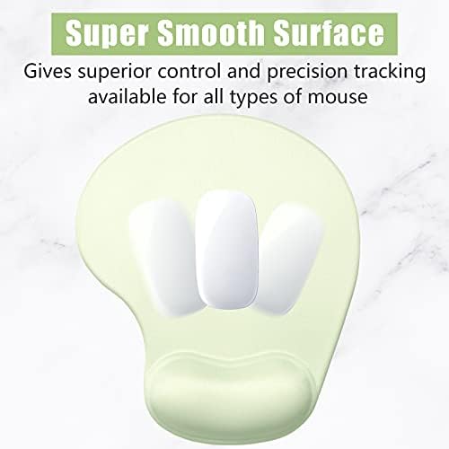 Hsurbtra Ergonomic Mouse Pad with Wrist Rest Support, Gel Mouse Pads with Non-Slip PU Base, Pain Relief Memory Foam Computer Mat, Cute Office Supplies Desk Decro Accessories, Lake Green