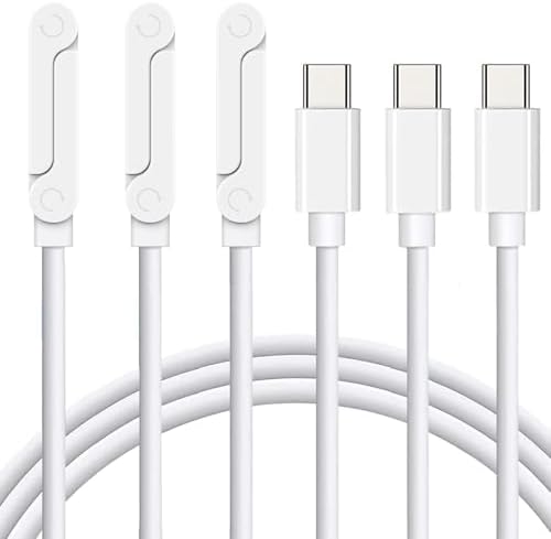USB C to USB C Charger Cable 3Pack 5FT, 240W 2-in-1 Nylon Braided USB C Charger Cable with Built-in Phone Stand, Fast Charging Cord 90° Right Angle Compatible with iPhone iPad Samsung Galaxy, White