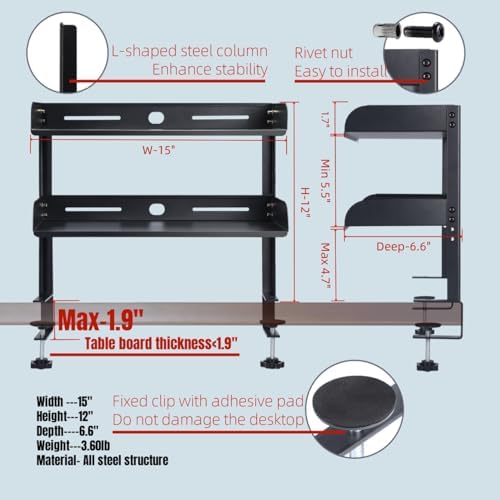 CanKing Desk Clamp Shelf, 15 Inch Straight