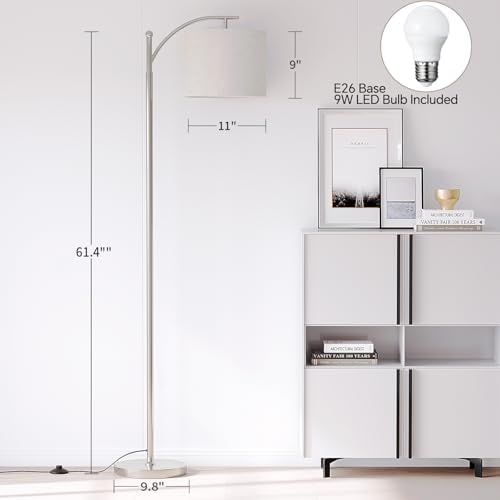 SUNMORY Arc Floor Lamp, Modern Floor Lamp with 9W 3 Color Temperatures Bulb