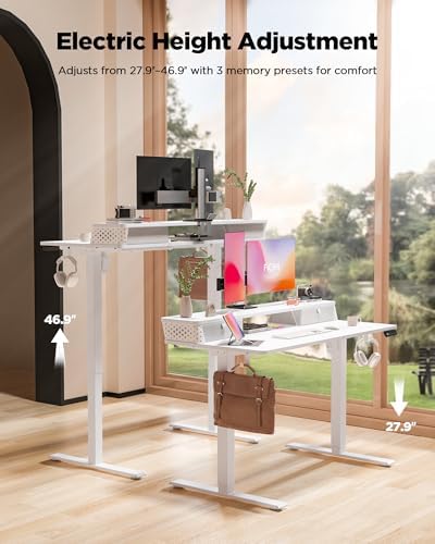FiCiHi 35x20 Inch Electric Standing Desk, 2 Drawers, Adjustable Height Desk