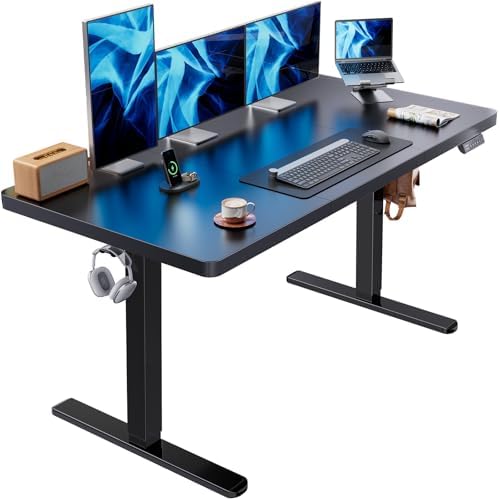 HUANUO 60 x 30 Inch Large Electric Standing Desk, Brushless Motor, Black