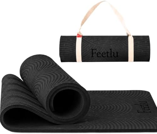 Extra Thick 12mm Exercise Mat, 74" x 26", Non-Slip with a Yoga Strap