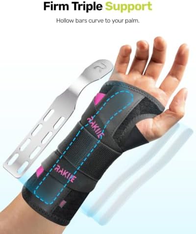 Rakiie Upgraded Carpal Tunnel Wrist Brace Night Sleep, Pink