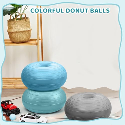 Lewtemi 1/2/3 Pcs Flexible Seating for Classroom Elementary 20 Inch Yoga Ball Chair for Kids Wobble Chair for Sensory Kids Large Donut Ball Seats with Inflator for School Office