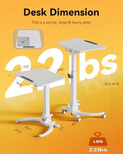 JOY worker Foldable Standing Desk on Wheels, Mobile Adjustable Laptop Desk