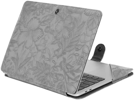MOSISO PU Leather Sleeve Case, Embossed Hibiscus Portfolio Protective Stand Cover