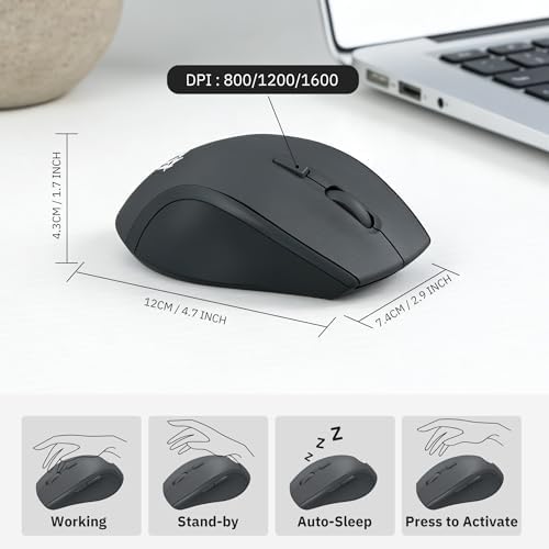 FOPETT Wireless Ergonomic Keyboard for PC, 2.4G Full Size Wireless Keyboard and Mouse Combo, Comfortable Natural Split Keyboard Mouse for Windows Computer Desktop Laptop