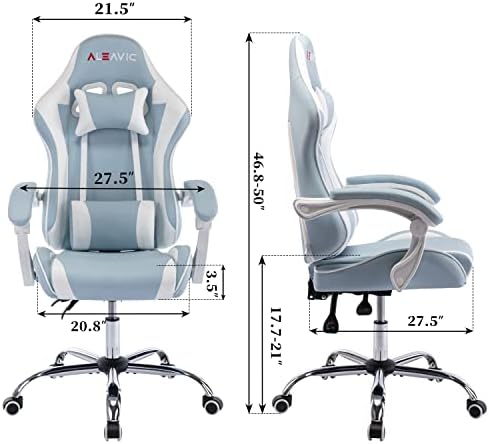 Gaming Chair for Adults, High Back Ergonomic Computer Gaming Chair with Headrest and Lumbar Support, Blue