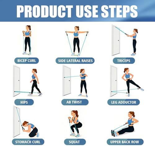 WHATAFIT Resistance Bands, 5 Level Exercise Bands with Handles for Workout
